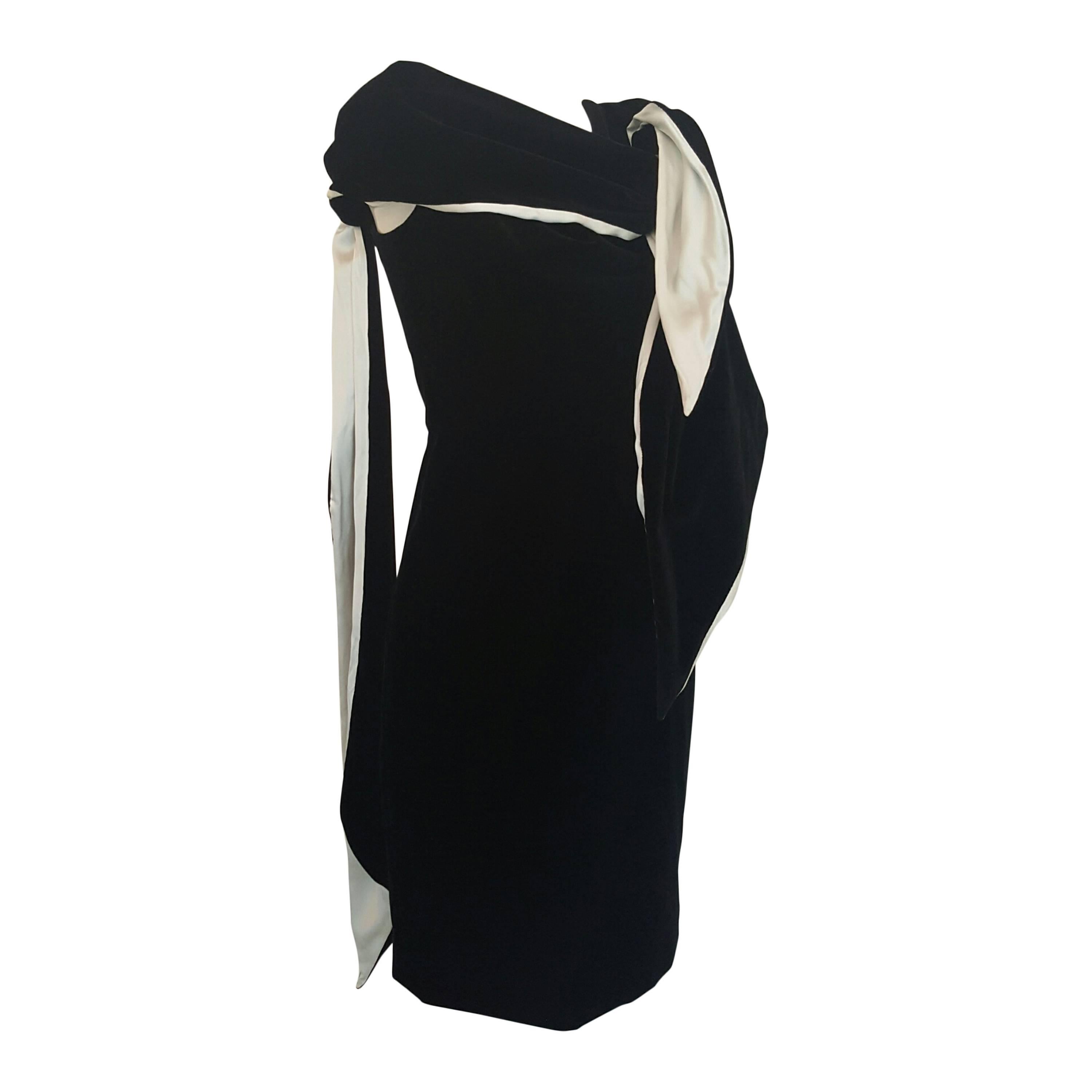 2000s Yves Saint Laurent black and white velvet dress NWOT