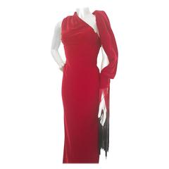 2000s Alexander Mcqueen red velvet long dress NWOT