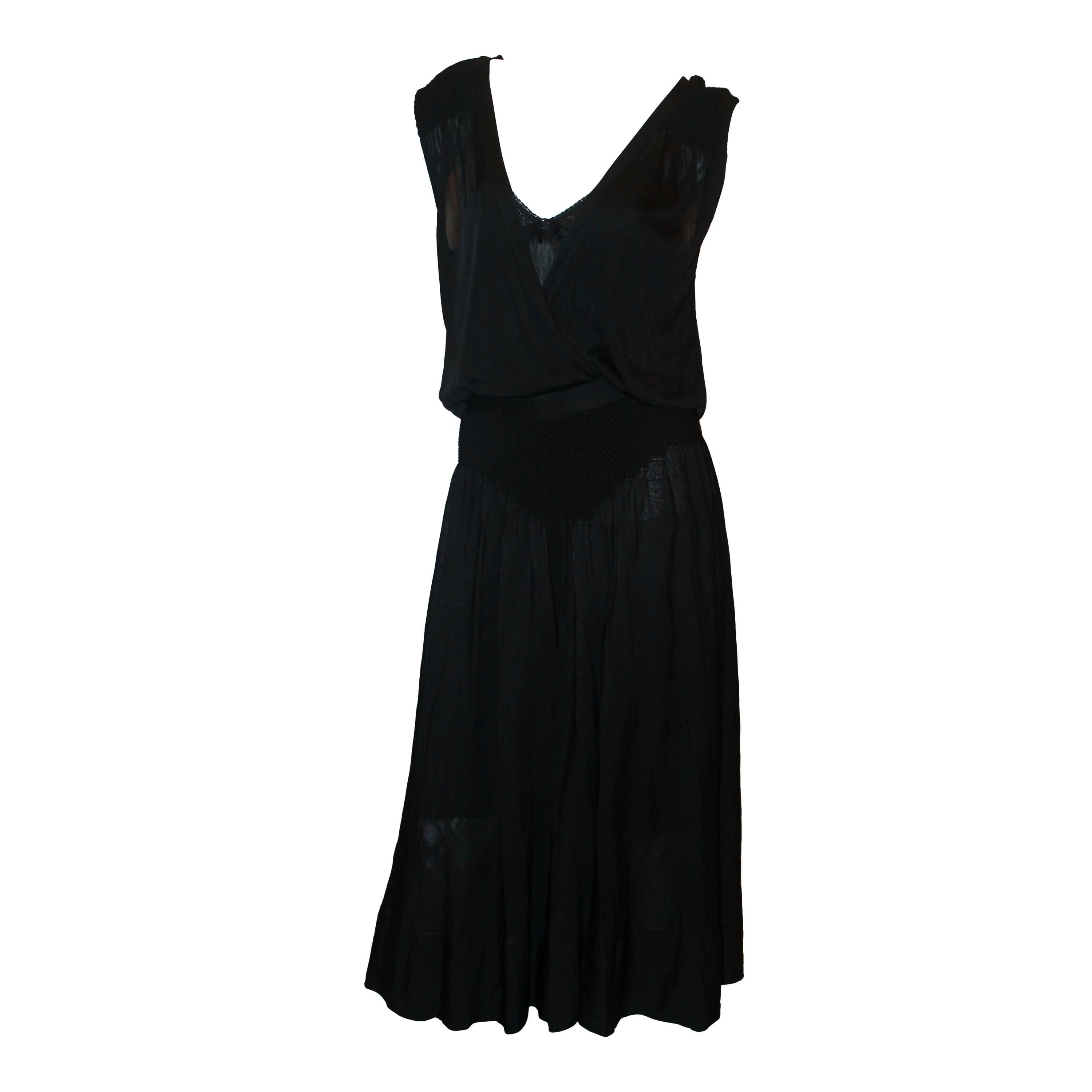 Chanel Black Silk Knit Dress w/ silk knit slip - 2008 - 42 - NWT