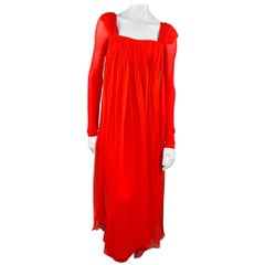 DONNA KARAN Size XS Red Cupro Blend Draped Evening Gown