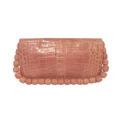 Nancy Gonzalez Dusty Pink Crocodile Shoulder Bag 