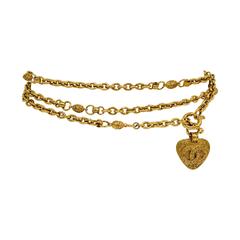 Chanel Gold Tone Chain Belt With Heart 