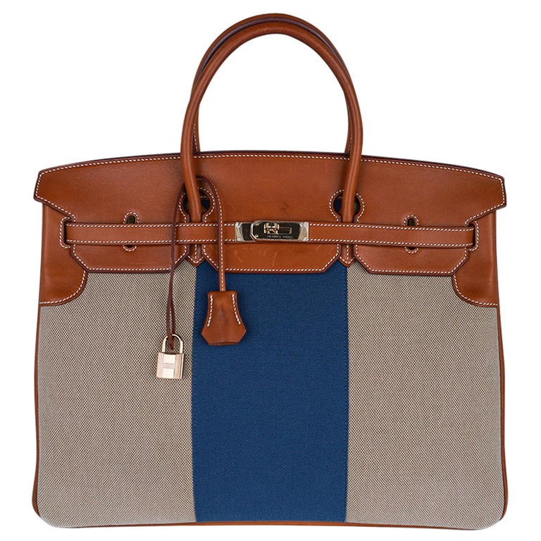 Hermes Limited Edition Birkin 35 Bag Cargo Sesame Toile Goeland & Swif –  Mightychic