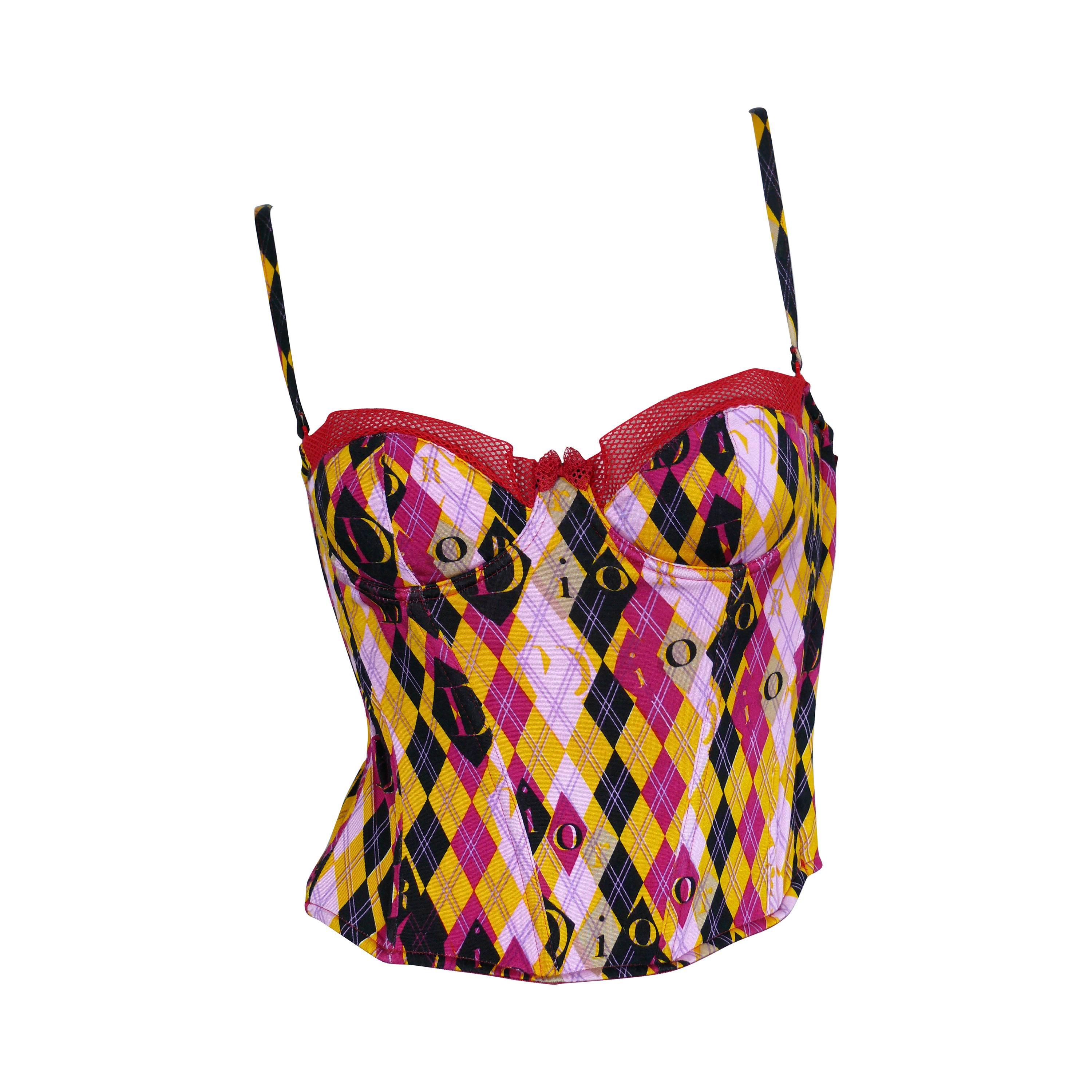 Christian Dior Harlequin Print Bustier Top New with Tag