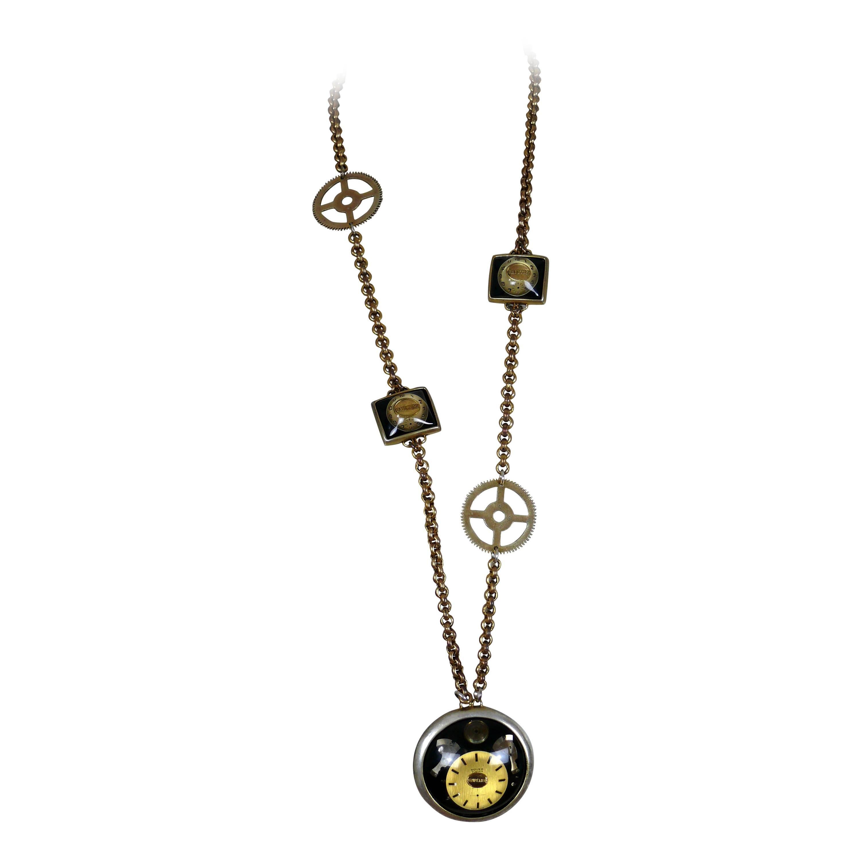 Jean Paul Gaultier Vintage Steampunk Watch Necklace For Sale