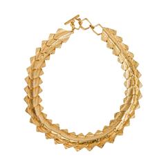 1980s Gorgeous Large YSL  Gold Tone Articulated Necklace
