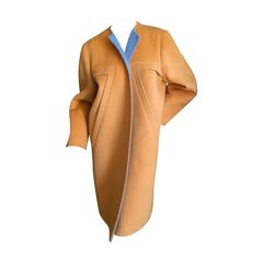 Vintage Bill Blass Luxurious Orange & Gray Doubleface Wool Coat 