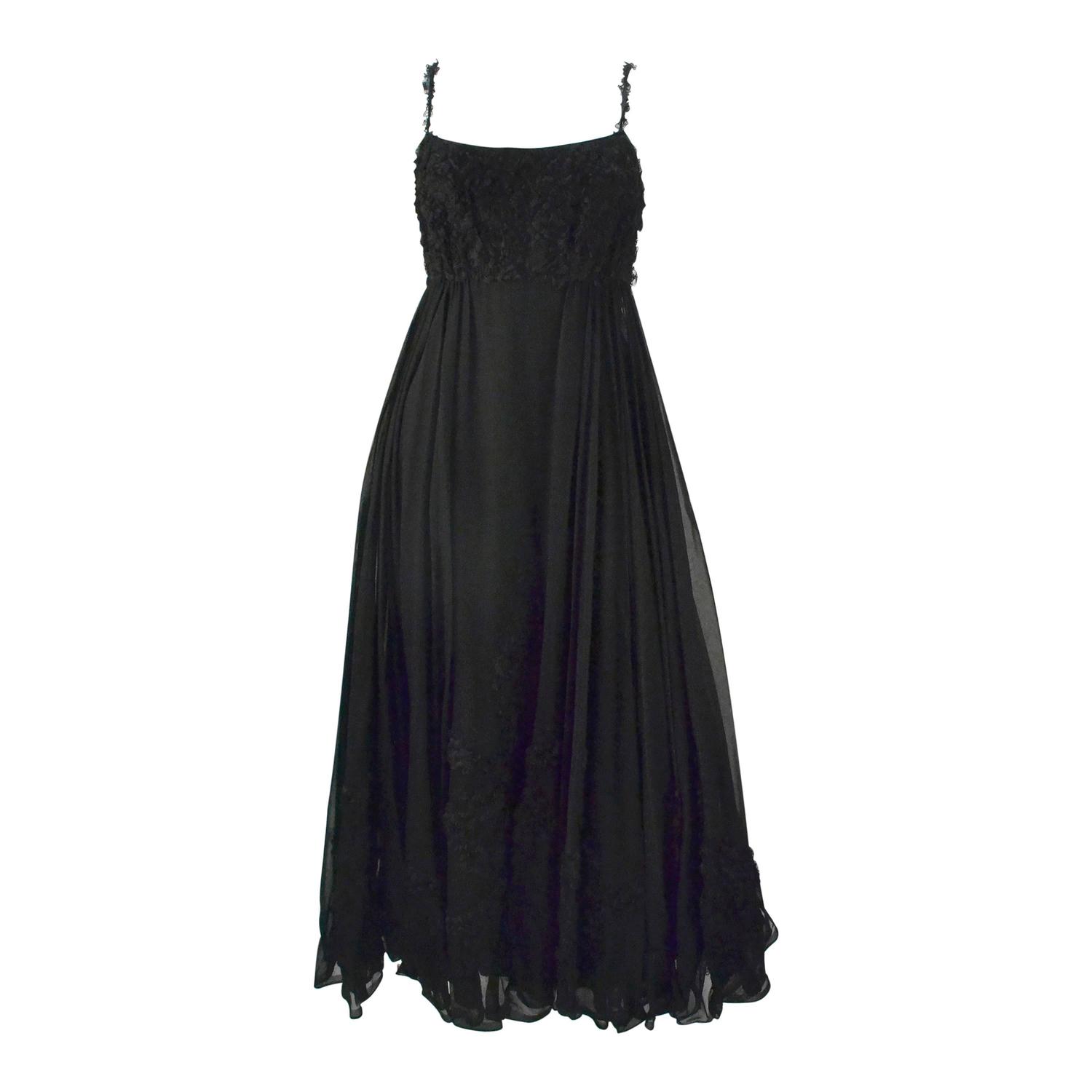 1960s Mr. Blackwell Custom Black Cocktail Dress with Trim For Sale at ...