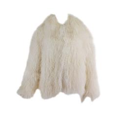 Retro Mongolian lamb fur jacket in white Marvin Richards 1980s Unworn