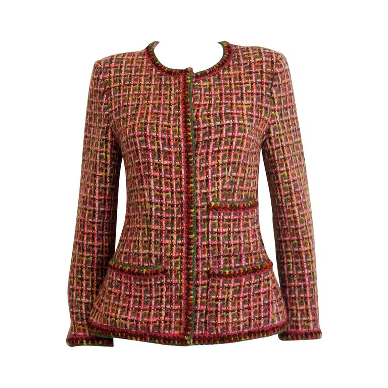 Early-2000's Classic Chanel Pink Tweed Jacket at 1stDibs