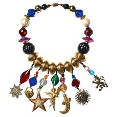 1980s Vibrant Lucite Charm Necklace