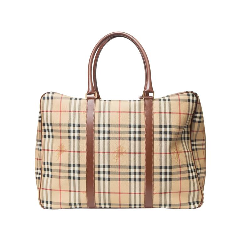 Burberry Leather Suitcase with Original Tartan Print For Sale at 1stdibs