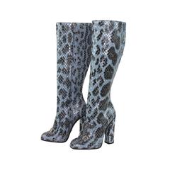 New GUCCI PYTHON HORSEBIT KNEE HIGH BOOT AQUAMARINE 