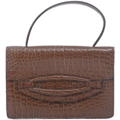 Vintage Cocoa Faux Croc Handbag