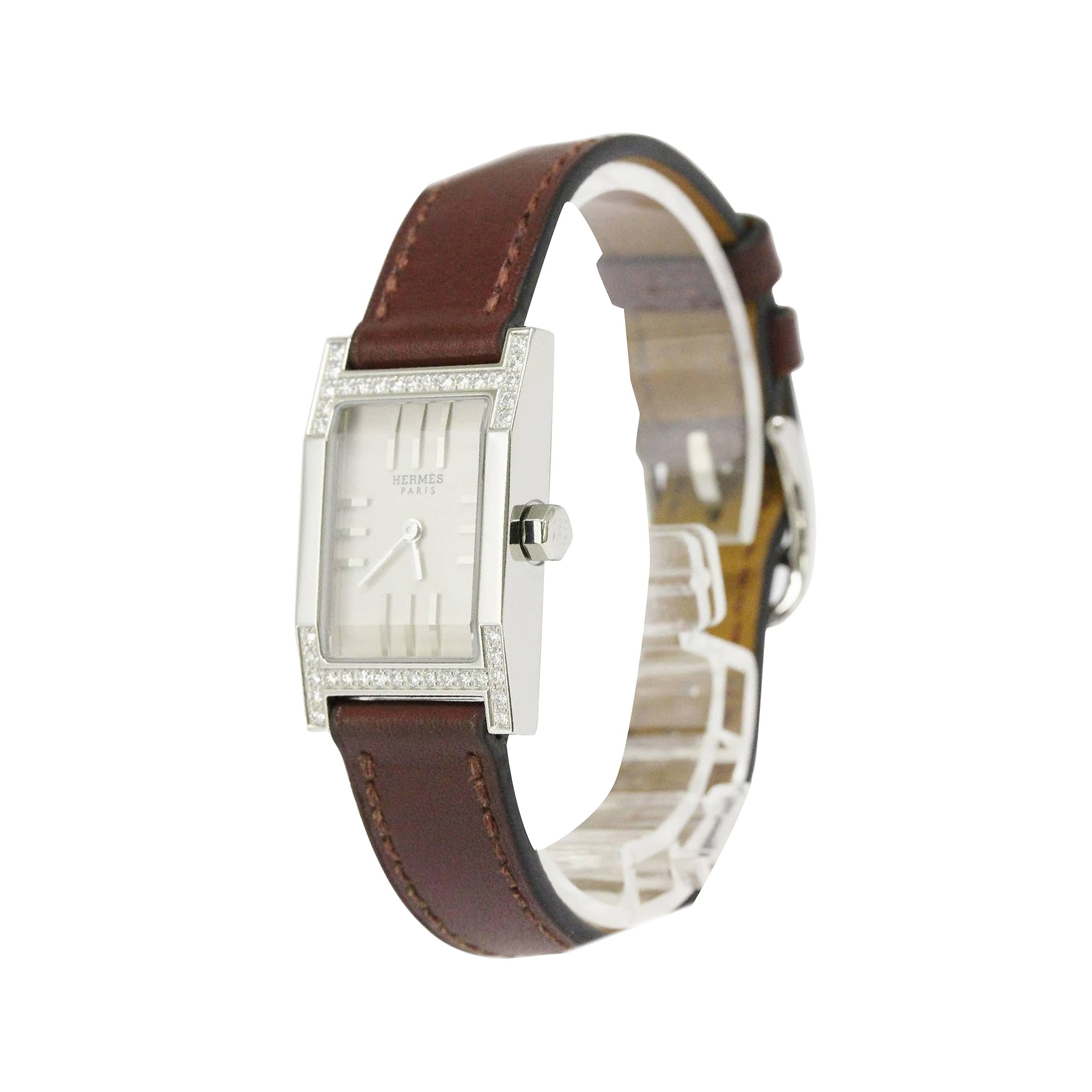 Hermes Tandem Diamond & Leather Watch