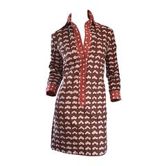 1960s Marimekko of Finland Novelty ' Cloud Print ' Cotton Shirt Dress 1969