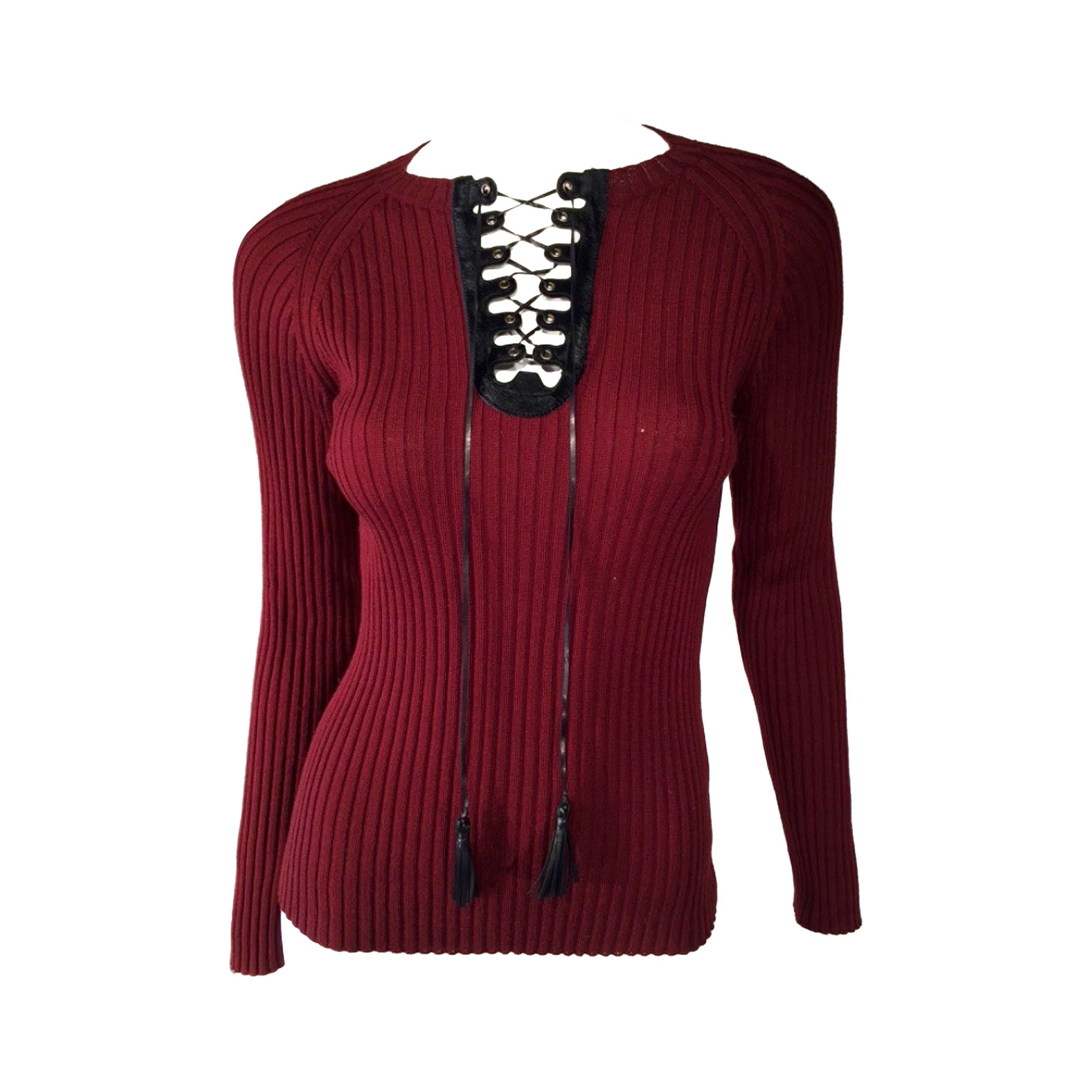 Jean Paul Gaultier Laced Knit Top 1990s For Sale