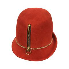 Vintage Museum Quality Yves Saint Laurent Zipper Fedora.  Mod. Early 1960's.