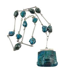 Silver and Peruvian Turquoise Necklace - 1970s 2