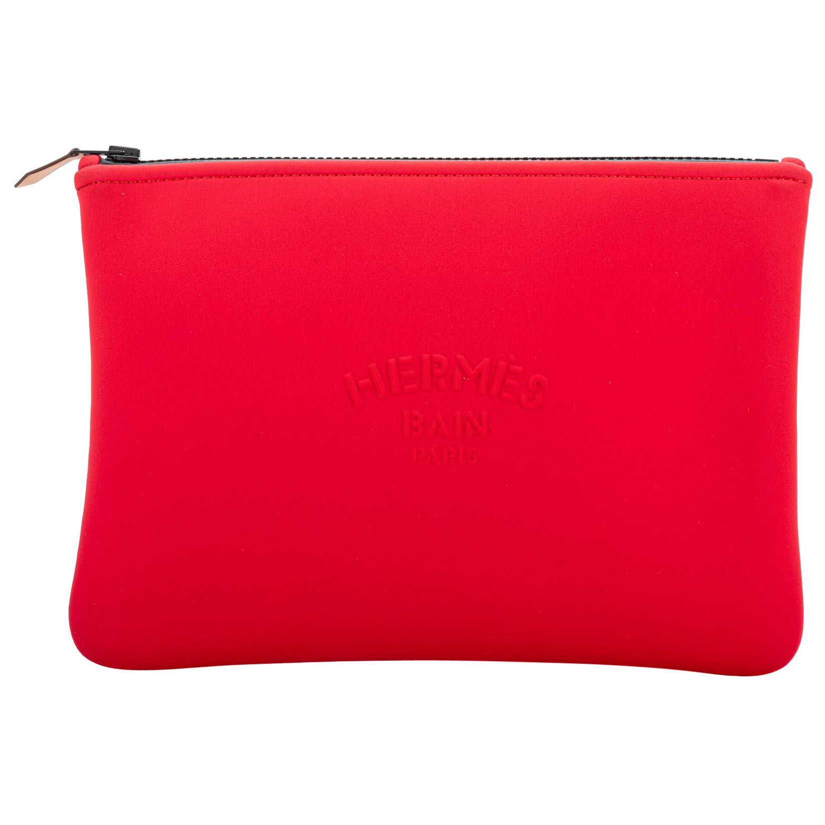 Hermès New Coral Neoprene Pouch For Sale