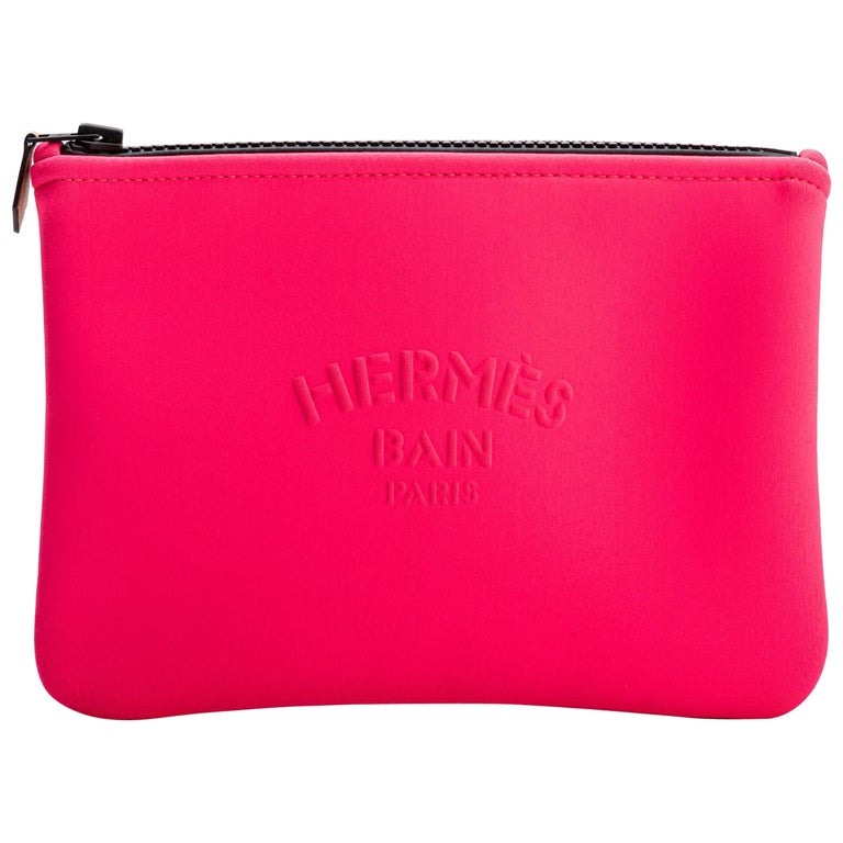 Hermès New Coral Neoprene Pouch For Sale at 1stDibs