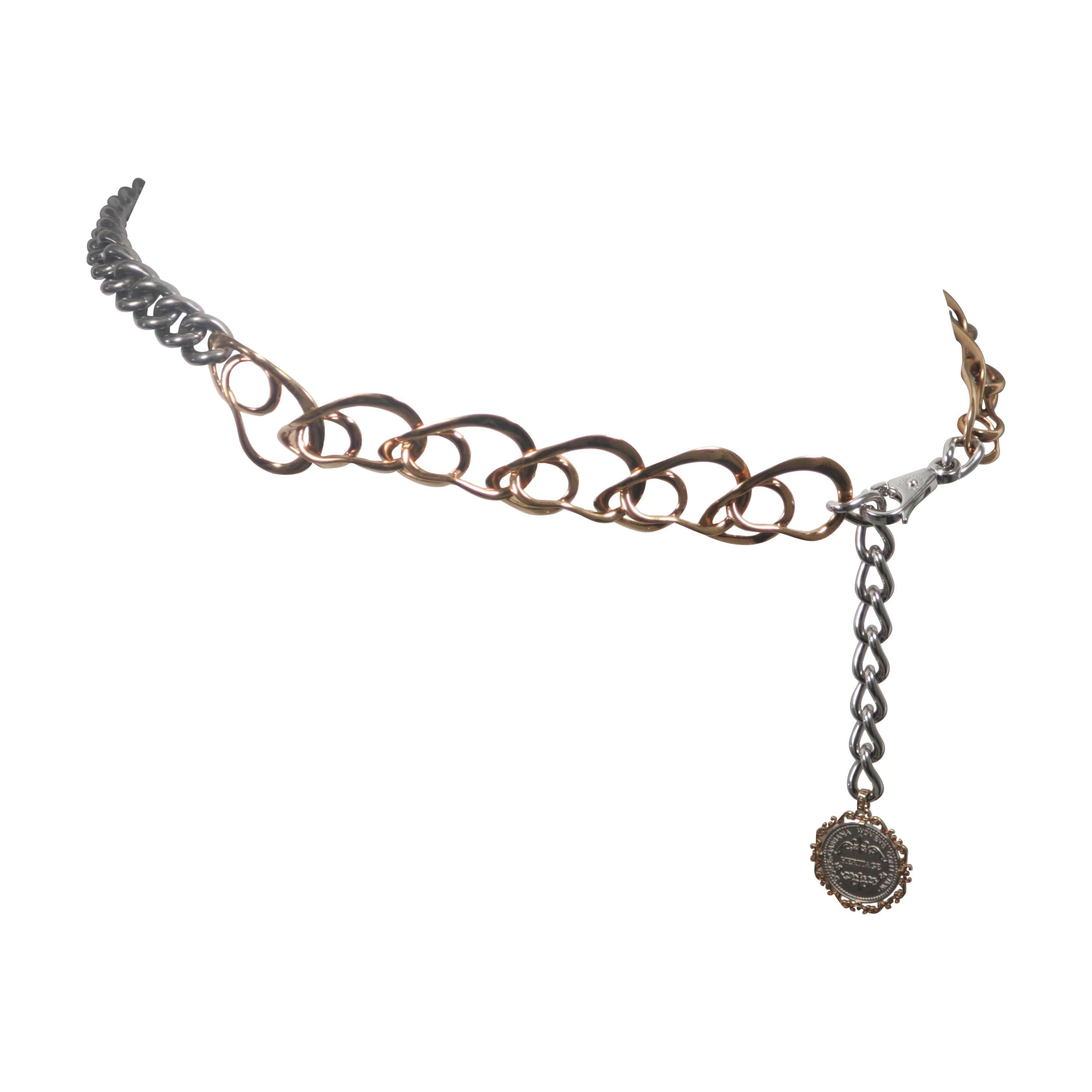 DOLCE AND GABBANA Multi-Metal Belt Necklace Accessory 
