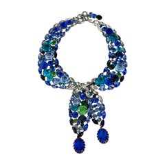 Robert Sorrell Blue Swarovski Crystal Tie Necklace