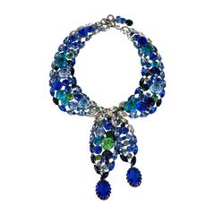 Robert Sorrell Blue Swarovski Crystal Tie Necklace 3