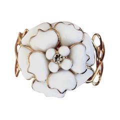 Pate de Verre Collection White Camelia Cuff Bracelet