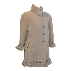 Valentino Vintage car coat fringed trim and Turtle buttons 