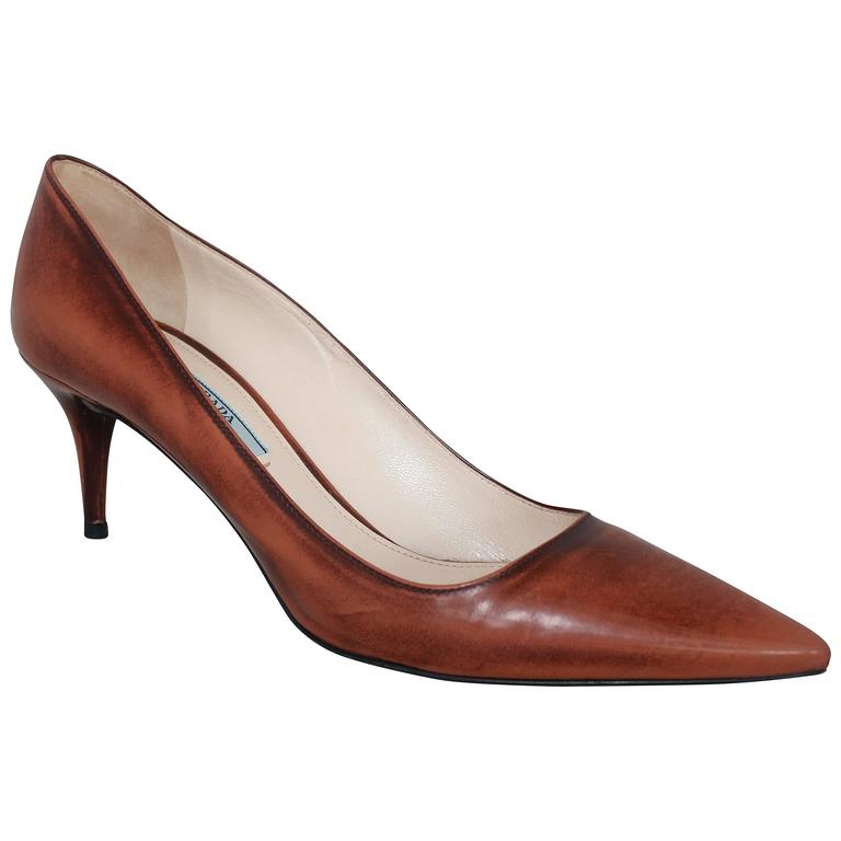 Prada Brown Unfinished Patent Pointed 