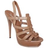 YSL Tan Leather Strappy Platform Heel w/ Slingback Strap - 41