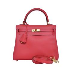 HERMES Kelly 25 CM  Epsom Retourne Rouge Color NEW 