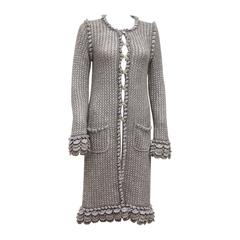 Retro Exceptional 1990s Chanel crochet knit metallic long cardigan