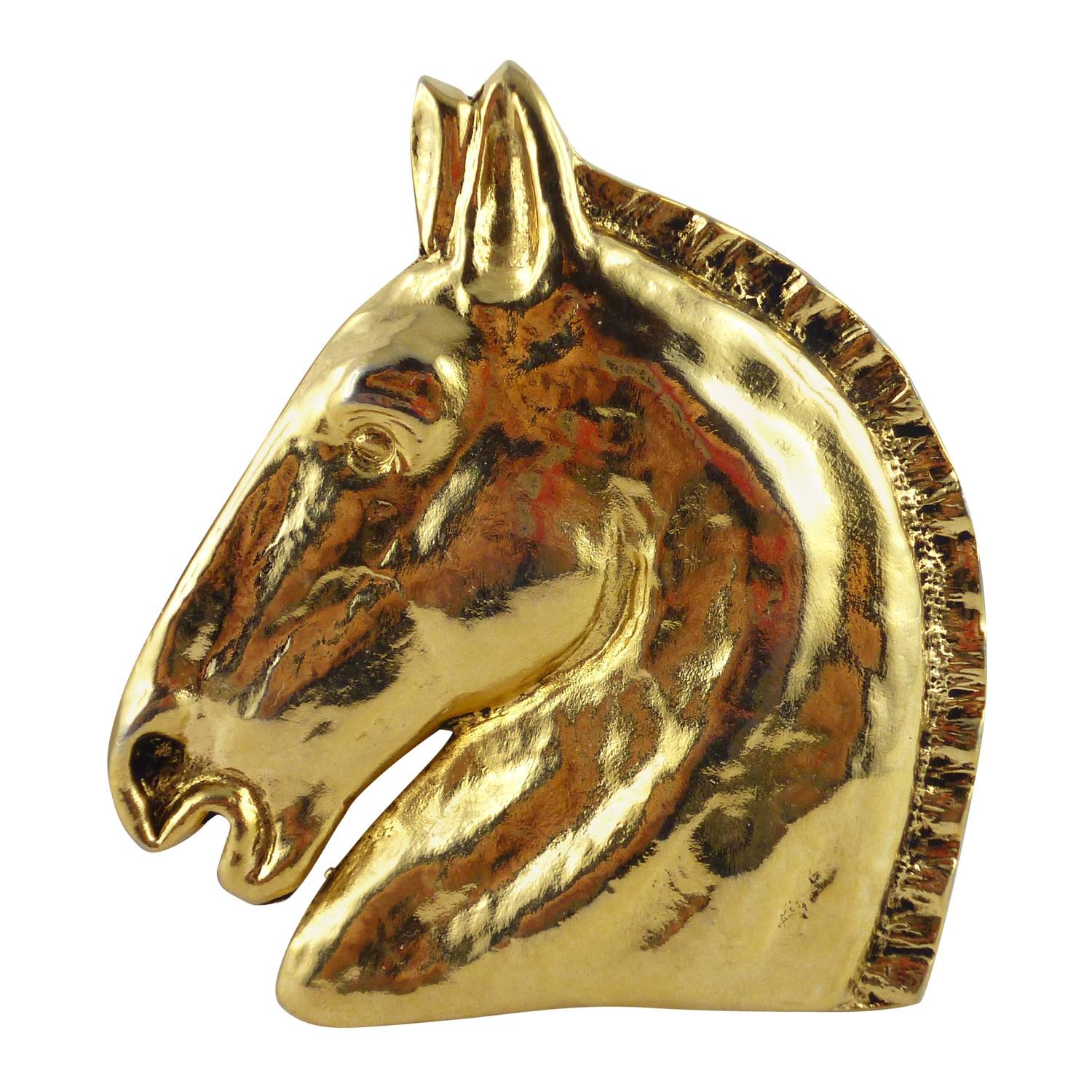 Hermes Vintage Massive Horse Head Brooch at 1stdibs