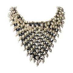 1960s large baroque pearl and crystal 'bib' necklace
