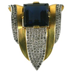 Art Deco Trifari Sapphire Clip, Alfred Phillipe