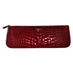 Exotic PRADA Rosewood Red XL Evening Clutch Bag