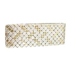 Vintage Cartier 18k Gold & Sterling Basket Weave Design Money Clip