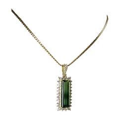 18kt Green Tourmaline And Diamond Necklace