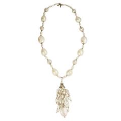 Vintage Signed Miriam Haskell Faux Baroque Pearl Necklace 6