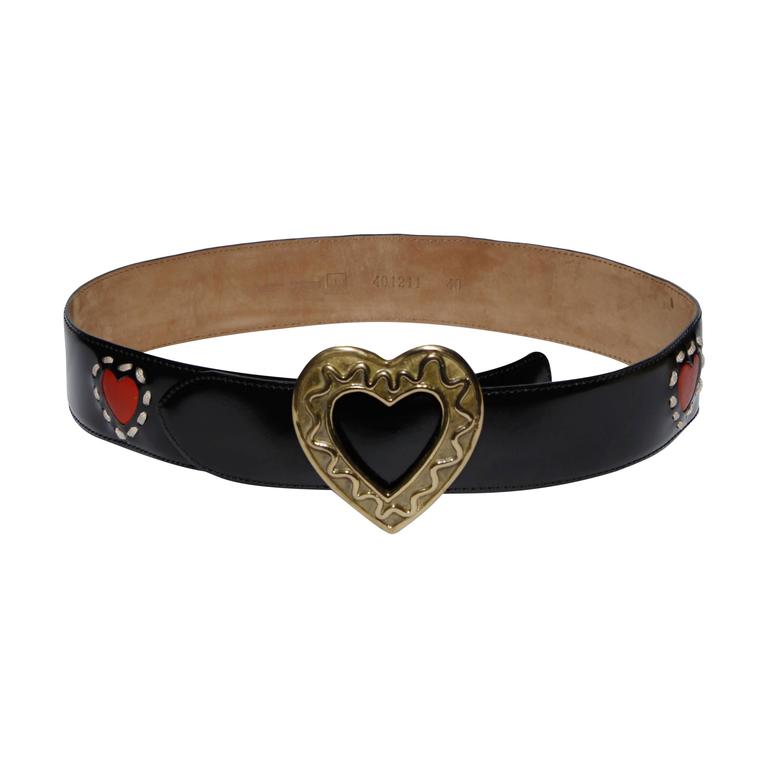 Moschino by Redwall Vintage Leather Heart Belt at 1stDibs  display picture 2