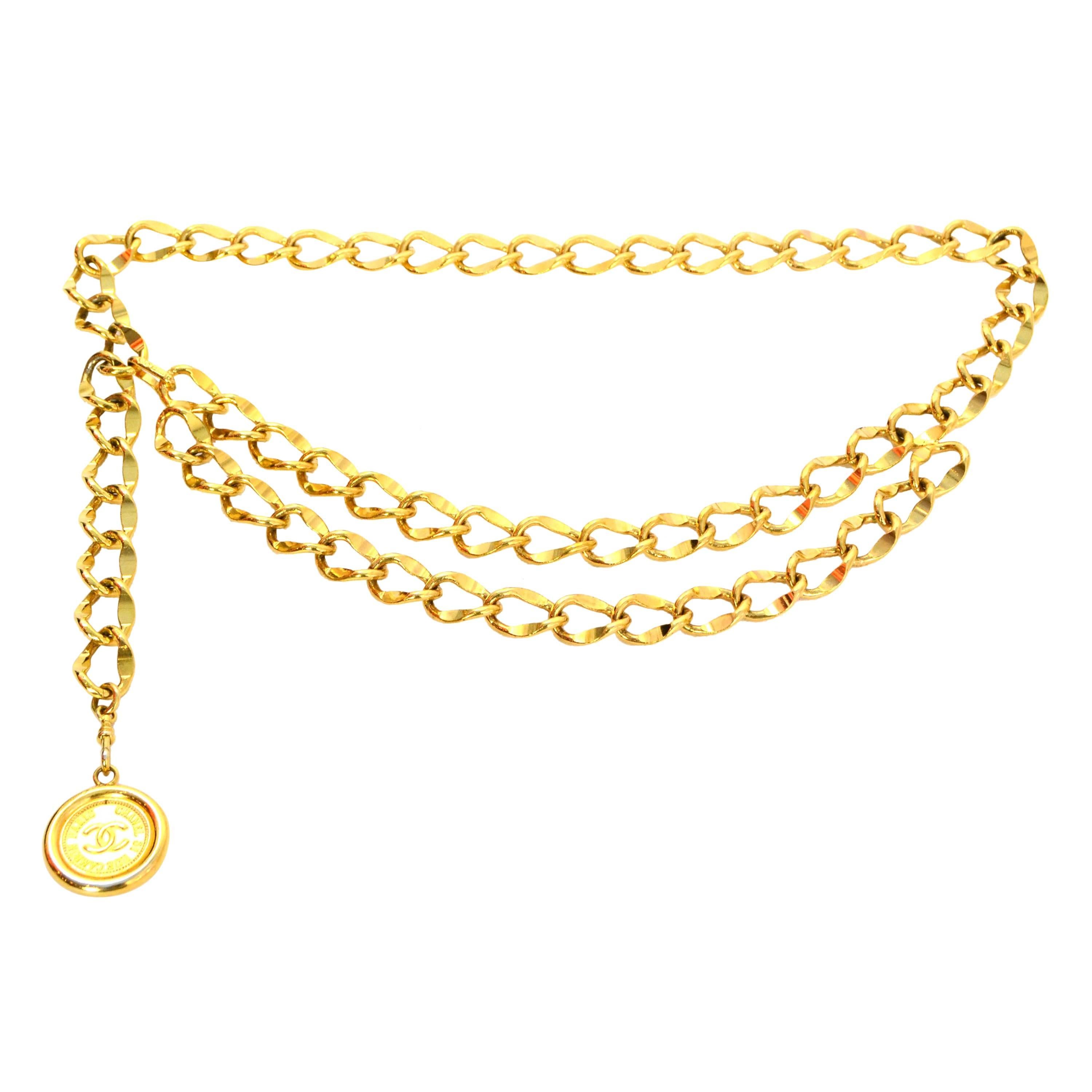 Chanel Gold Chain Link Medallion Belt