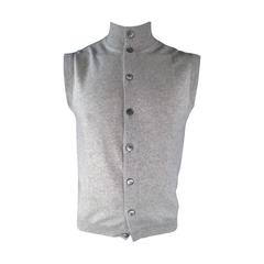 BRUNELLO CUCINELLI Size L Light Gray Cashmere Sweater Vest