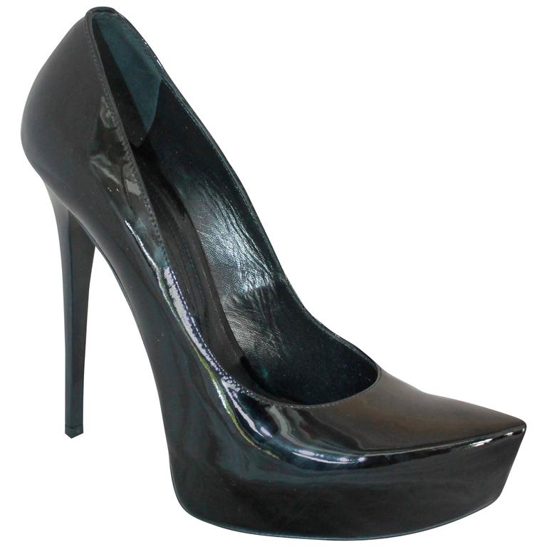 Gianmarco Lorenzi Black Patent Pointed Toe Pumps - NWT - 40 For Sale at  1stDibs