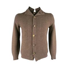 BRUNELLO CUCINELLI Size M Taupe Cashmere Built in Brown Layer Cardigan