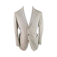 BRUNELLO CUCINELLI Men's 36 Regular Khaki Cotton Peak Lapel Sport Coat