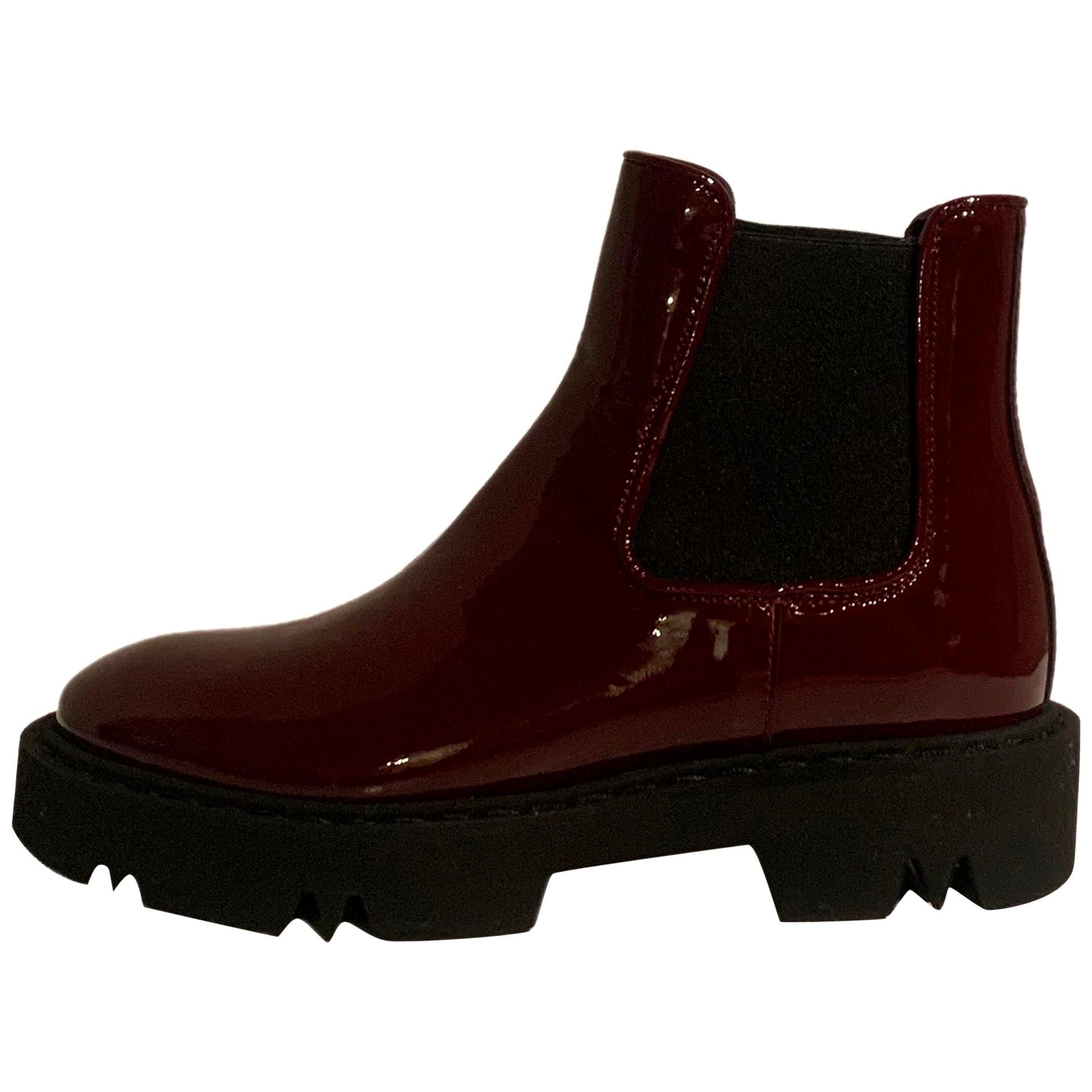 Aquatalia NEW Burgundy Patent Leather Haylie Chelsea Boots sz 8 rt. $495