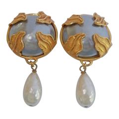 Dominique Aurientis Paris France Couture Pearl Dangle Earrings 7