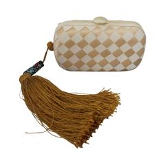 Bottega Veneta 1980s Retro Silk and Grograin Creme "Knot" Clutch